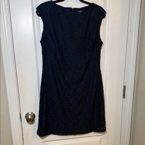 Chaps Soft Navy Lace Dress. size 12 petite
